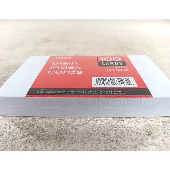 Mead 3" x 5" in Plain Index Cards 100 Pack/Count - Picture 3 of 3